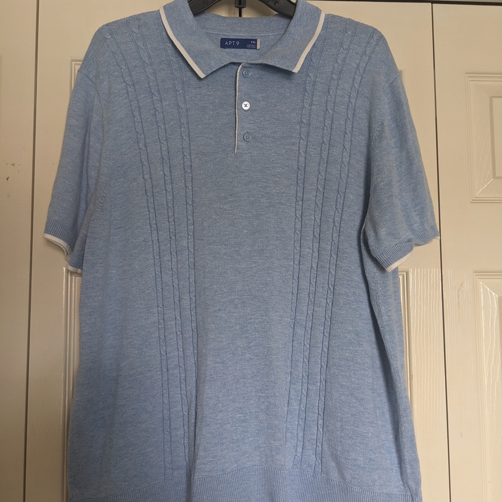 Apt. 9 Light Blue Cable Knit Polo